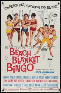 1j1826 BEACH BLANKET BINGO 1sh 1965 Frankie Avalon, Annette Funicello & the gang go sky diving!