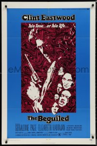 1j1828 BEGUILED 1sh 1971 cool psychedelic art of Clint Eastwood & Geraldine Page, Don Siegel