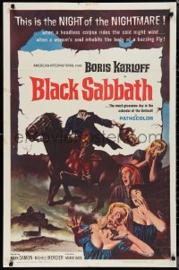 1j1841 BLACK SABBATH 1sh 1964 Boris Karloff, Mario Bava horror trilogy, gruesome severed head!