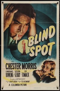 1j1847 BLIND SPOT 1sh 1947 great close image of worried Chester Morris & sexy girl, film noir!
