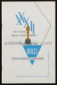 1j0440 32ND ANNUAL ACADEMY AWARDS softcover book 1959 rules for the conduct of the balloting!