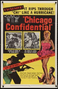 1j1863 CHICAGO CONFIDENTIAL 1sh 1957 puts the finger on the B-girls and the heat on the hoods!