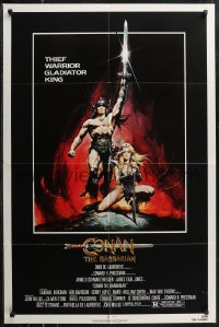 1j1875 CONAN THE BARBARIAN 1sh 1982 Arnold Schwarzenegger & sexy Sandahl Bergman by Casaro!