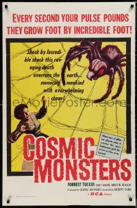 1j1880 COSMIC MONSTERS 1sh 1958 cool art of giant spider with terrified woman in its web!