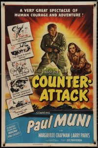 1j1882 COUNTER-ATTACK 1sh 1945 Paul Muni & Marguerite Chapman fight the Nazis in World War II!