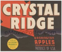 1j0375 CRYSTAL RIDGE WASHINGTON APPLES 9x10 crate label 1950s grown & packed in Yakima, cool art!
