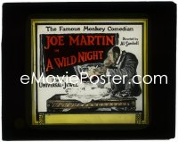 1j0663 WILD NIGHT glass slide 1920 starring orangutan Joe Martin, The Famous Monkey Comedian!
