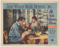 1j0940 ALL THAT HEAVEN ALLOWS LC #3 1955 Rock Hudson & Jane Wyman at table, Douglas Sirk directed!