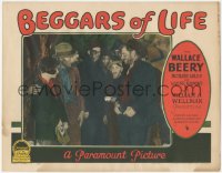 1j0956 BEGGARS OF LIFE LC 1928 Richard Arlen protects Louise Brooks from Wallace Beery, very rare!