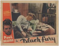 1j0960 BLACK FURY LC 1935 coal miner union organizer Paul Muni smiles at his dog on bed!