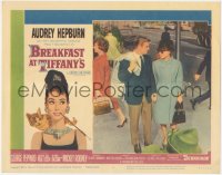 1j0970 BREAKFAST AT TIFFANY'S LC #4 1961 Audrey Hepburn & George Peppard walk hand-in-hand in NYC!