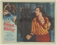1j0975 BRIDE & THE BEAST LC 1958 great close up of the ape in cage grabbing woman through bars!