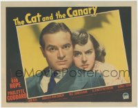 1j0980 CAT & THE CANARY LC 1939 best close up of scared Paulette Goddard & Bob Hope, ultra rare!