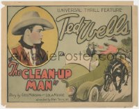 1j0875 CLEAN UP MAN TC 1928 art of cowboy Ted Wells jumping from his horse into a car, ultra rare!