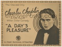 1j0878 DAY'S PLEASURE TC 1919 Charlie Chaplin in his fourth Million Dollar Comedy, ultra rare!