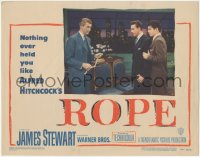 1j1148 ROPE LC #3 1948 c/u of James Stewart confronting Farley Granger & John Dall, Alfred Hitchcock