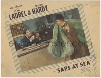 1j1153 SAPS AT SEA LC 1940 Stan Laurel carrying mattress & talking to receptionist, ultra rare!