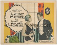 1j1163 SILENT PARTNER LC 1923 c/u of Owen Moore in tuxedo pointing at pretty Leatrice Joy, rare!