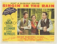 1j1167 SINGIN' IN THE RAIN LC #2 1952 Gene Kelly, Donald O'Connor & Debbie Reynolds arm-in-arm!