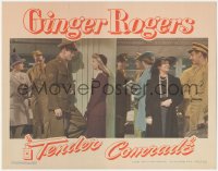 1j1190 TENDER COMRADE LC 1944 great scene of pretty Ginger Rogers talking to uniformed Robert Ryan!