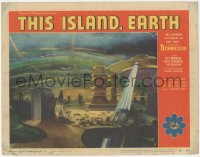1j1197 THIS ISLAND EARTH LC #8 1955 cool artwork image of spaceships over the futuristic planet!