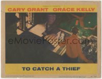 1j1200 TO CATCH A THIEF LC #2 1955 Grace Kelly & crowd watches Cary Grant on ledge, Alfred Hitchcock
