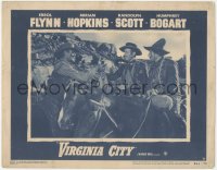 1j1214 VIRGINIA CITY LC #2 R1951 Humphrey Bogart & Randolph Scott exchanging cash on horseback!