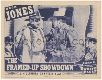 1j1223 WHITE EAGLE chapter 13 LC 1941 Buck Jones holding guy at gunpoint, The Framed-Up Showdown!