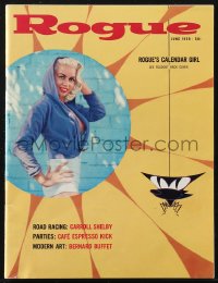 1j0461 ROGUE magazine June 1959 sexy cover portrait plus full-color spread, Playboy imitator!