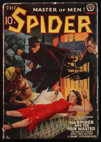 1j0422 SPIDER pulp magazine January 1940 John Fleming Gould art of The Master of Men rescuing girl!