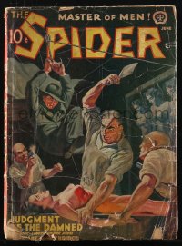 1j0423 SPIDER pulp magazine June 1940 John Fleming Gould art of the hero rescuing woman in peril!