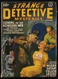 1j0424 STRANGE DETECTIVE MYSTERIES pulp magazine Nov 1940 cover art of blind man torturing woman!