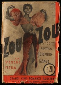 1j0470 ZOUZOU 4x6 Italian magazine 1935 Josephine Baker cover, I Grandi Cine-Romanzi Illustrati!