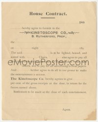 1j0032 KINETOSCOPE 5.5x7 contract 1890s agreement for theater to rent the machine for a price!
