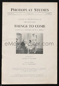 1j0207 THINGS TO COME study guide 1936 William Cameron Menzies & H.G. Wells sci-fi, rare!