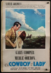 1j1721 COWBOY & THE LADY pressbook 1938 great art of Gary Cooper & pretty Merle Oberon, ultra rare!
