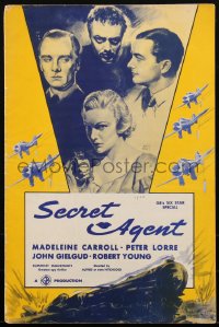 1j1699 SECRET AGENT pressbook 1936 Hitchcock, Peter Lorre, sexy Madeleine Carroll, ultra rare!