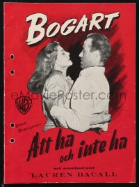 1j0106 TO HAVE & HAVE NOT Swedish pressbook 1945 Humphrey Bogart, sexy Lauren Bacall, Howard Hawks