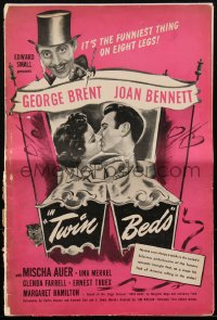 1j1782 TWIN BEDS pressbook 1942 George Brent, pretty Joan Bennett & Mischa Auer, ultra rare!