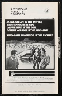 1j1783 TWO-LANE BLACKTOP pressbook 1971 James Taylor is the driver, Warren Oates is GTO, Laurie Bird