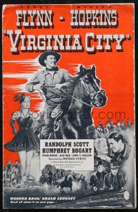 1j1702 VIRGINIA CITY pressbook 1940 Errol Flynn, Humphrey Bogart, Randolph Scott, Hopkins, rare!