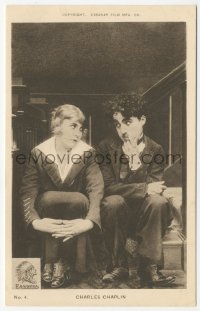 1j0156 CHARLIE CHAPLIN English postcard 1910s great close with Edna Purviance on stairs!