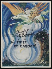 1j0569 THIEF OF BAGDAD souvenir program book 1924 colorful art of Douglas Fairbanks on pegasus!