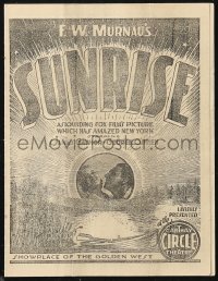 1j0367 SUNRISE local theater program 1927 Janet Gaynor, George O'Brien, F.W. Murnau classic, rare!