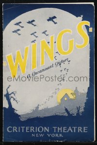 1j0370 WINGS local theater program 1927 William Wellman, Clara Bow & Buddy Rogers, very rare!