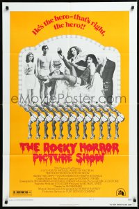1j2131 ROCKY HORROR PICTURE SHOW style B 1sh 1975 Tim Curry is the hero, wacky cast portrait!