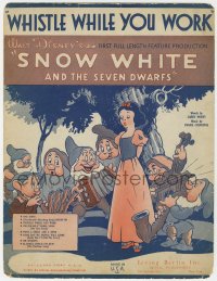 1j0354 SNOW WHITE & THE SEVEN DWARFS sheet music 1937 Disney cartoon classic, Whistle While You Work