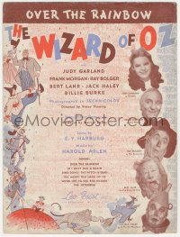 1j0356 WIZARD OF OZ sheet music 1939 Over the Rainbow, most classic song from the movie!