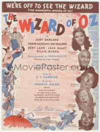 1j0357 WIZARD OF OZ sheet music 1939 artwork & photos of top stars, We're Off to See the Wizard!