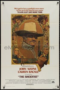 1j2149 SHOOTIST 1sh 1976 best Richard Amsel artwork of aging gunfighter John Wayne & cast!